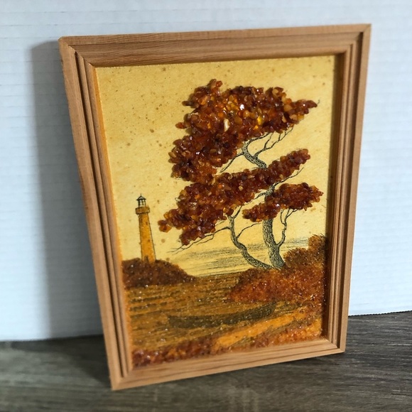 Vtg Baltic Amber Tree Art Framed - Picture 3 of 11